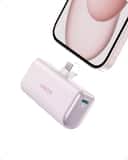 Anker - Nano Power Bank with Built-in USB C Connector, 5,000mAh Portable Charger 22.5W - Pink