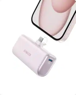 Anker - iPhone 17 Portable Charger Nano Power Bank - Pink