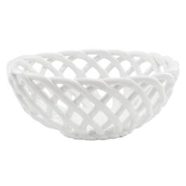 Meritage - Modern Prestige 9.5 Inch Round Dolomite Basket Serving Bowl - White