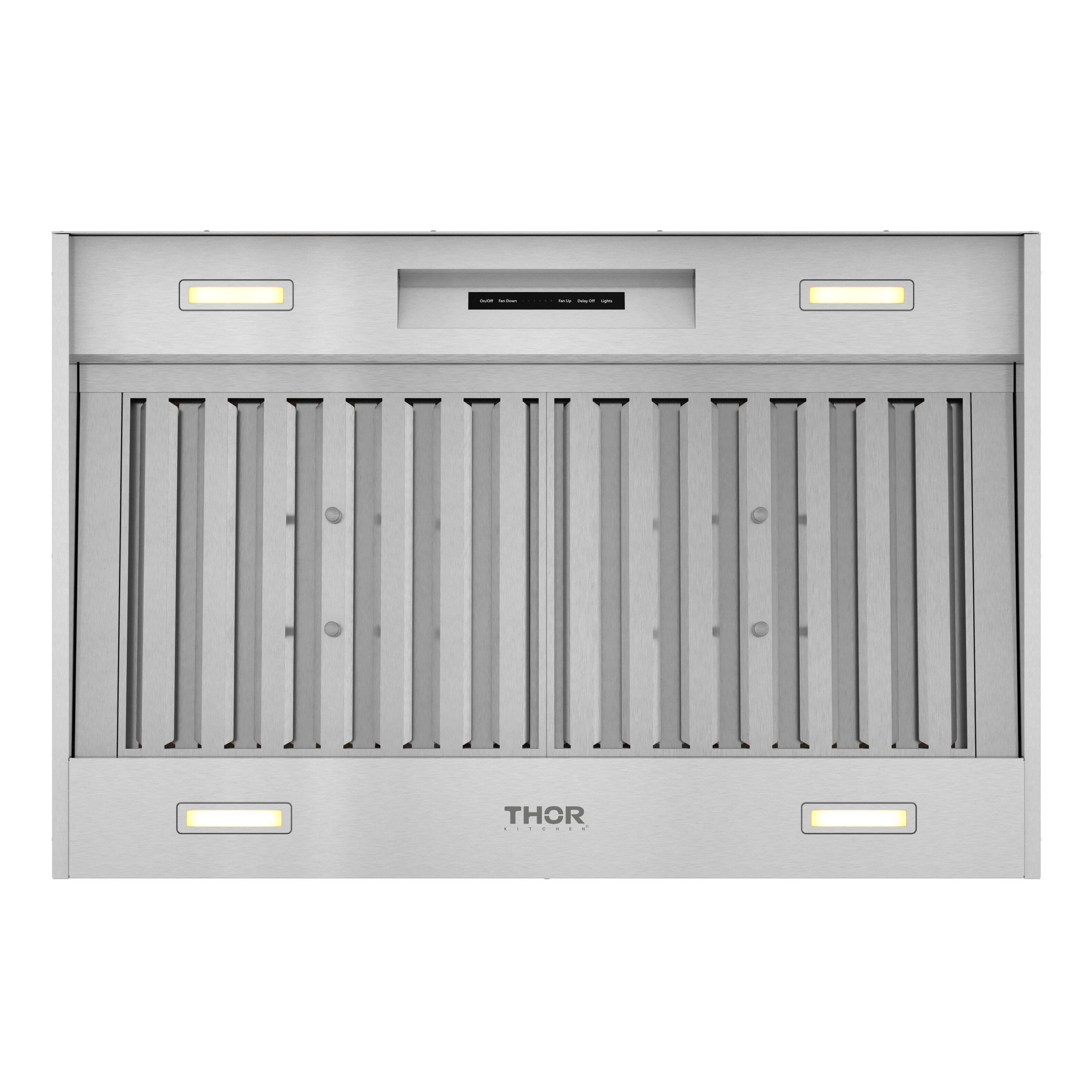 Alt View 2. Thor Kitchen - 36 Inch 1200 CFM Liner Range Hood - Stainless steel.