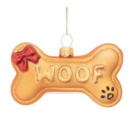 BreeBe - Glass Dog Bone Ornament (Set of 12) - Orange, Red
