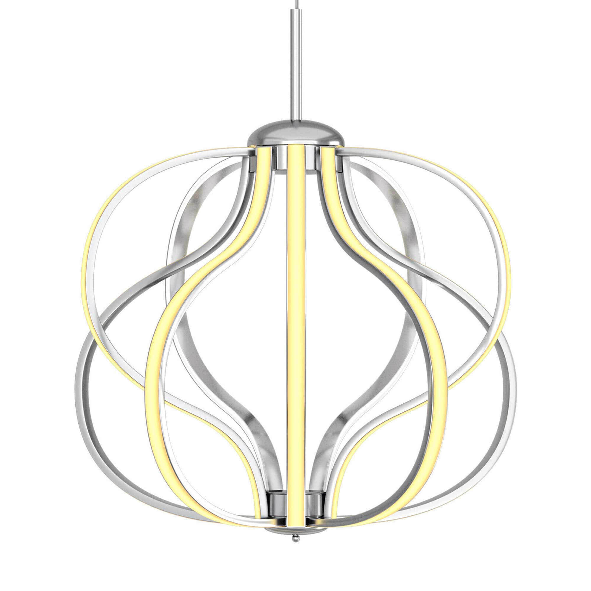 Costway - Dimmable Modern LED Chandelier Chrome Plated Pendant Light w/ Warm White LED - Gray