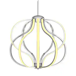 Costway - Dimmable Modern LED Chandelier Chrome Plated Pendant Light w/ Warm White LED - Gray