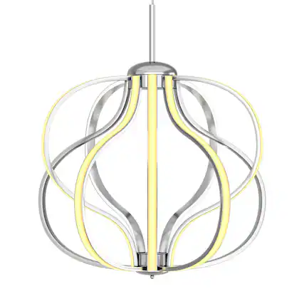 Front. Costway - Costway Dimmable Modern LED Chandelier Chrome Plated Pendant Light w/ Warm White LED - Grey.