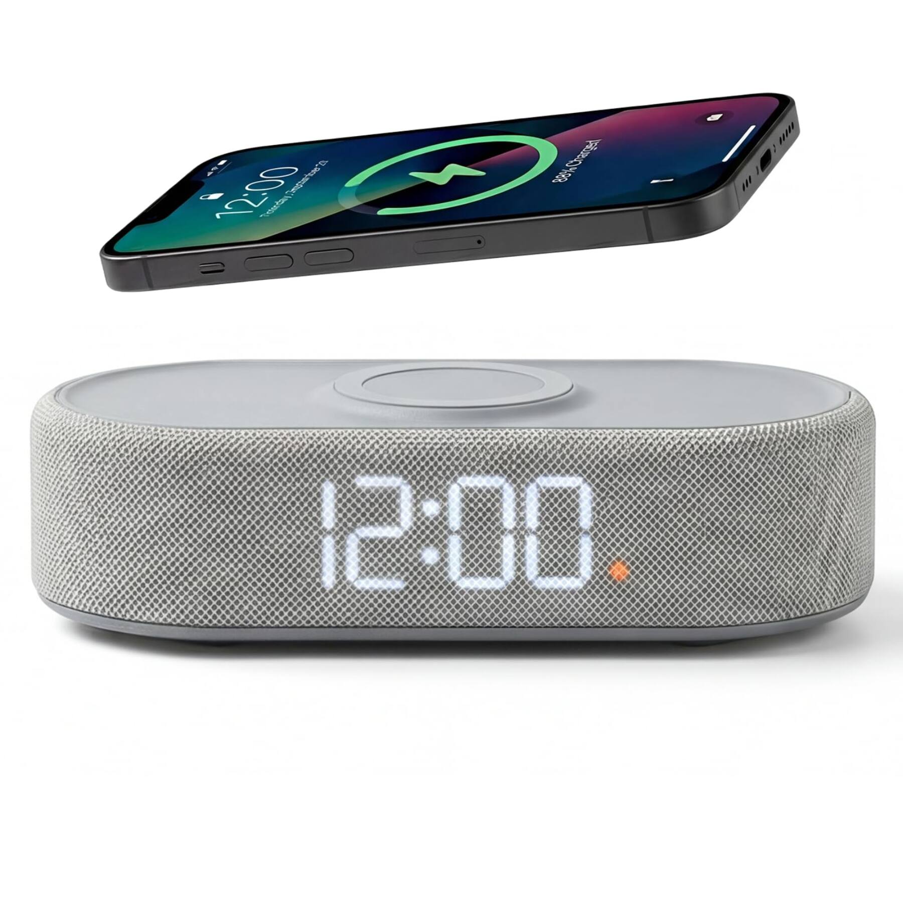 Dazzed Corner Digital Alarm Clock with Wireless Charging, USB C, Dual ...