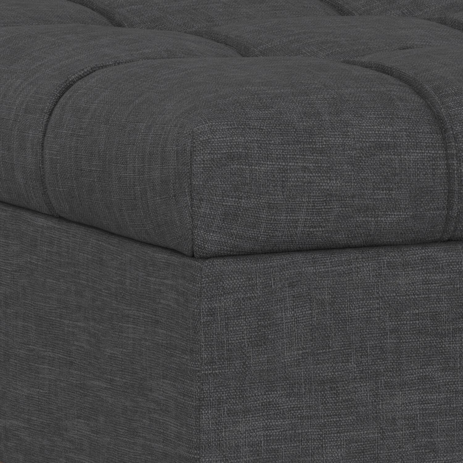 Alt View 8. Simpli Home - Mariah 34 inch Wide Contemporary Rectangle Coffee Table Storage Ottoman in Slate Grey  Polyester Linen, Assembled - Slate Grey.