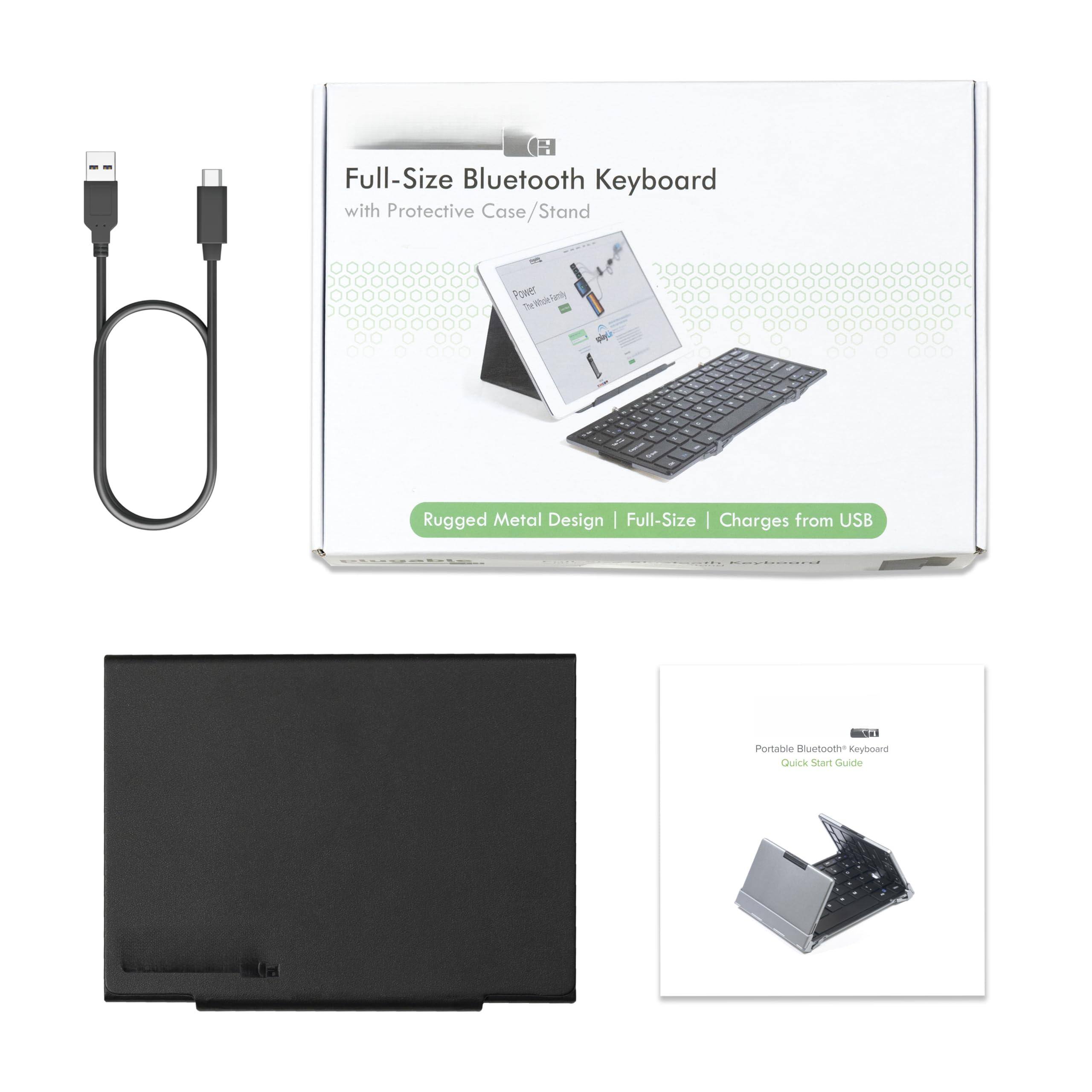 Full-Size Bluetooth Keyboard with Protective Case/Stand

Rugged Metal Design | Full-Size | Charges from USB

Portable Bluetooth Keyboard Quick Start Guide