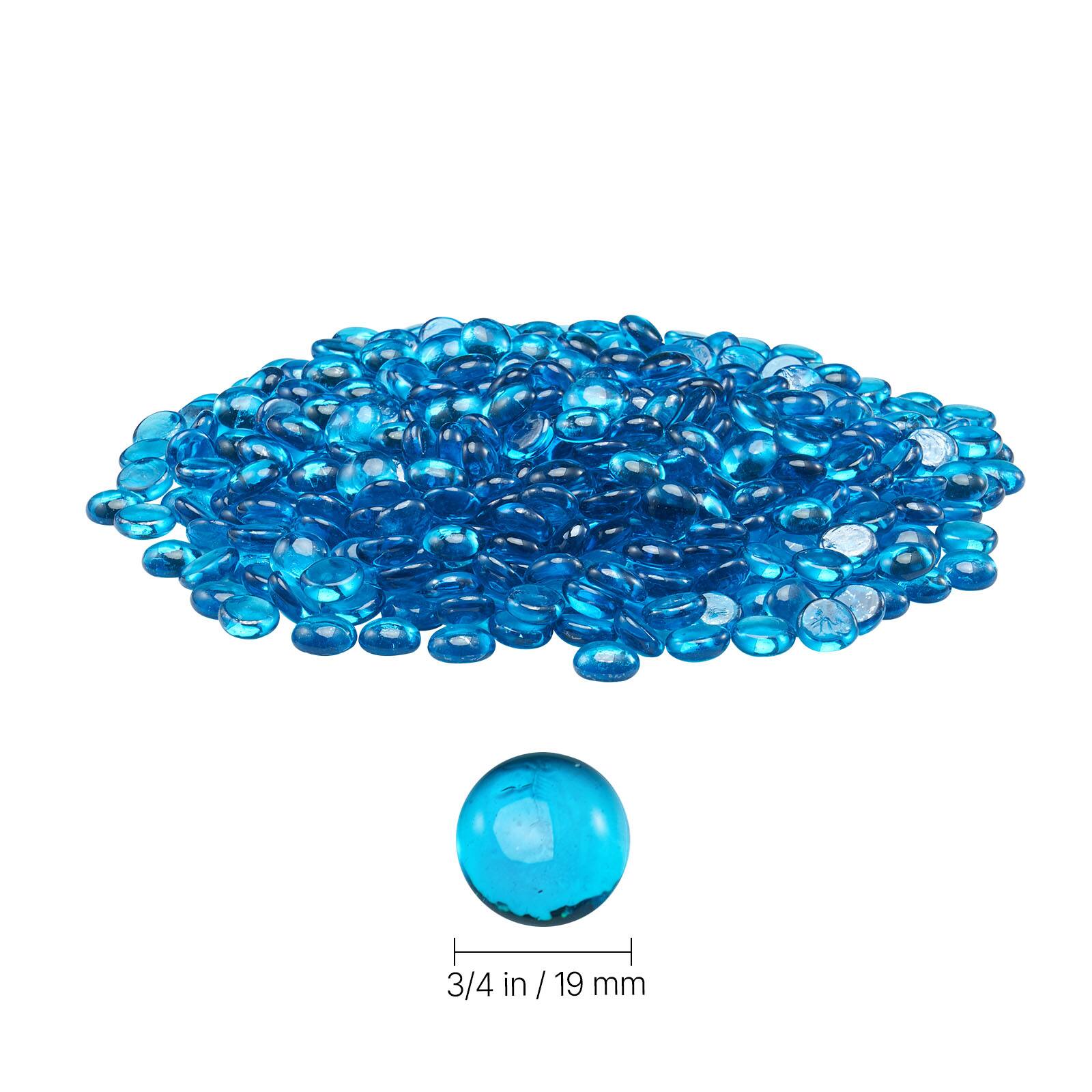 Alt View 4. VEVOR - Fire Glass,20 lbs / 9.0 kg High-Temperature Resistant Fireplace Rocks,3/4-Inch / 19.05 mm Reflective Firepit Glass Beads - Sea Blue.