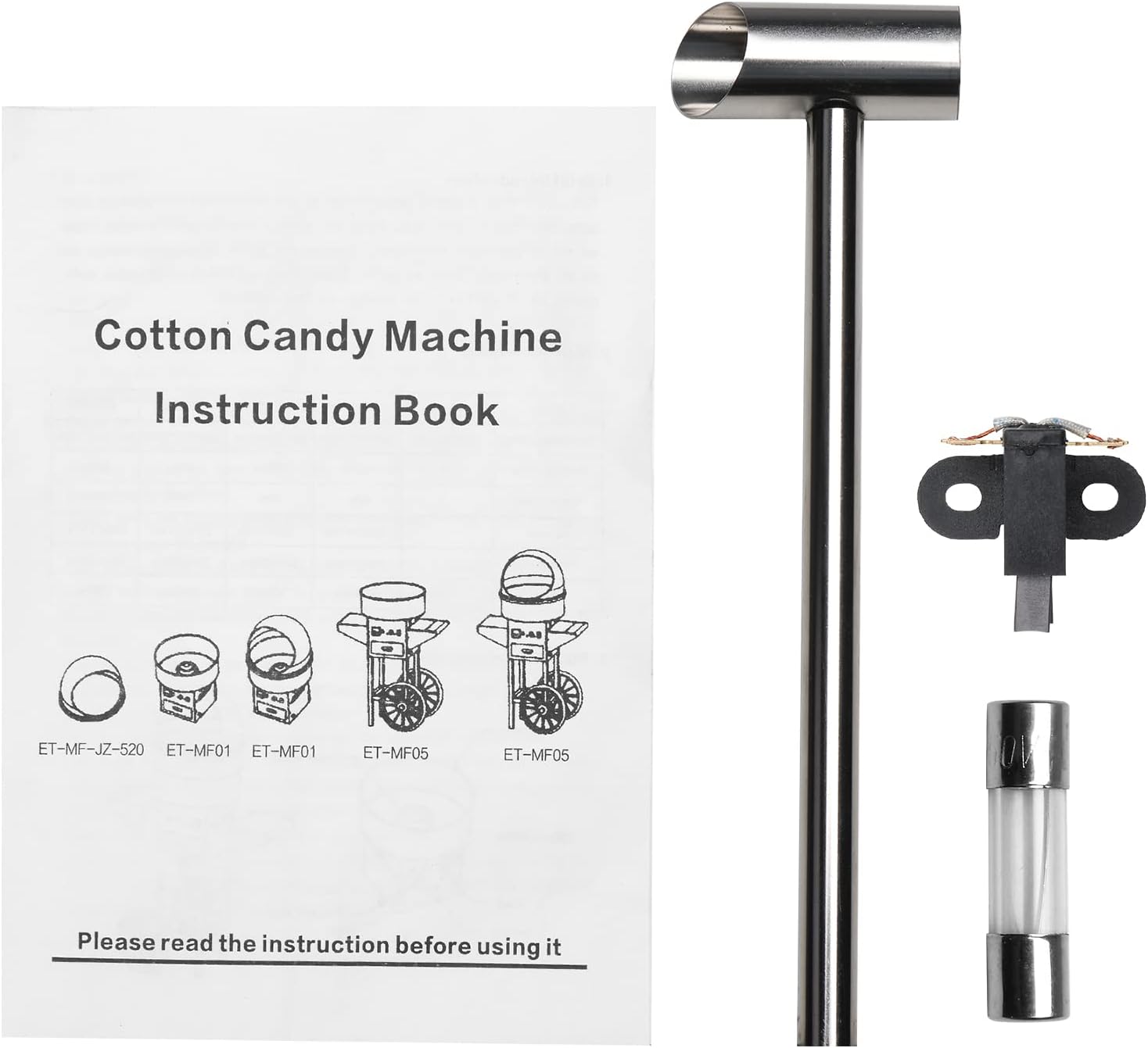 Cotton Candy Machine Instruction Book

ET-MF-JZ-520  
ET-MF01  
ET-MF01  
ET-MF05  
ET-MF05  

Please read the instruction before using it