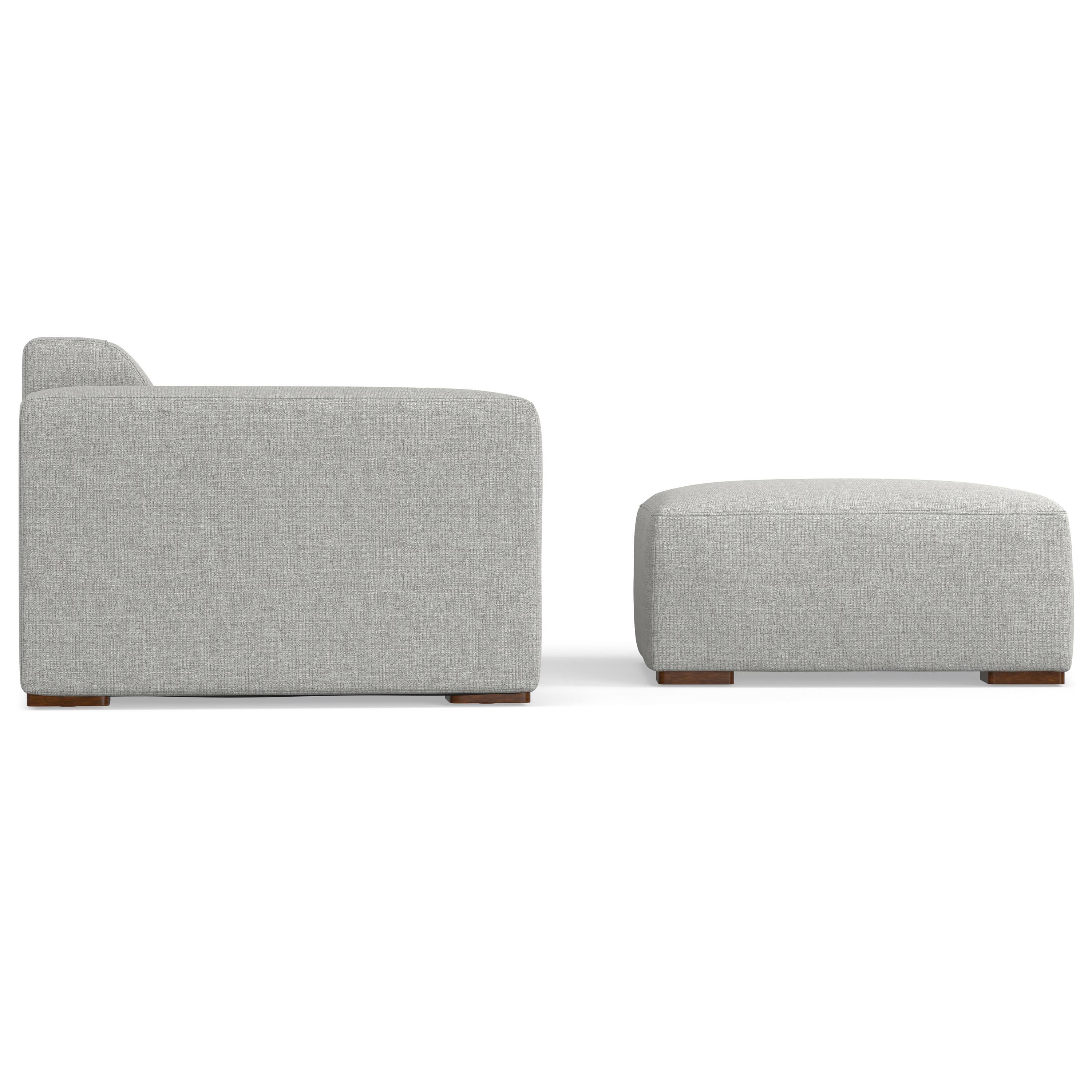 Alt View 1. Simpli Home - Rex 3-Seater Modular Sofa and Ottoman Set in Tightly Woven Performance Fabric - Pale Grey.