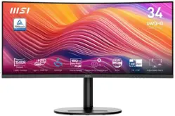 MSI - Modern MD342CQ 34" UWQHD 120Hz 4ms Computer Monitor with HDR ready, Built-in Speakers (DisplayPort, HDMI, USB-C ) - Matte Black - Front_Zoom