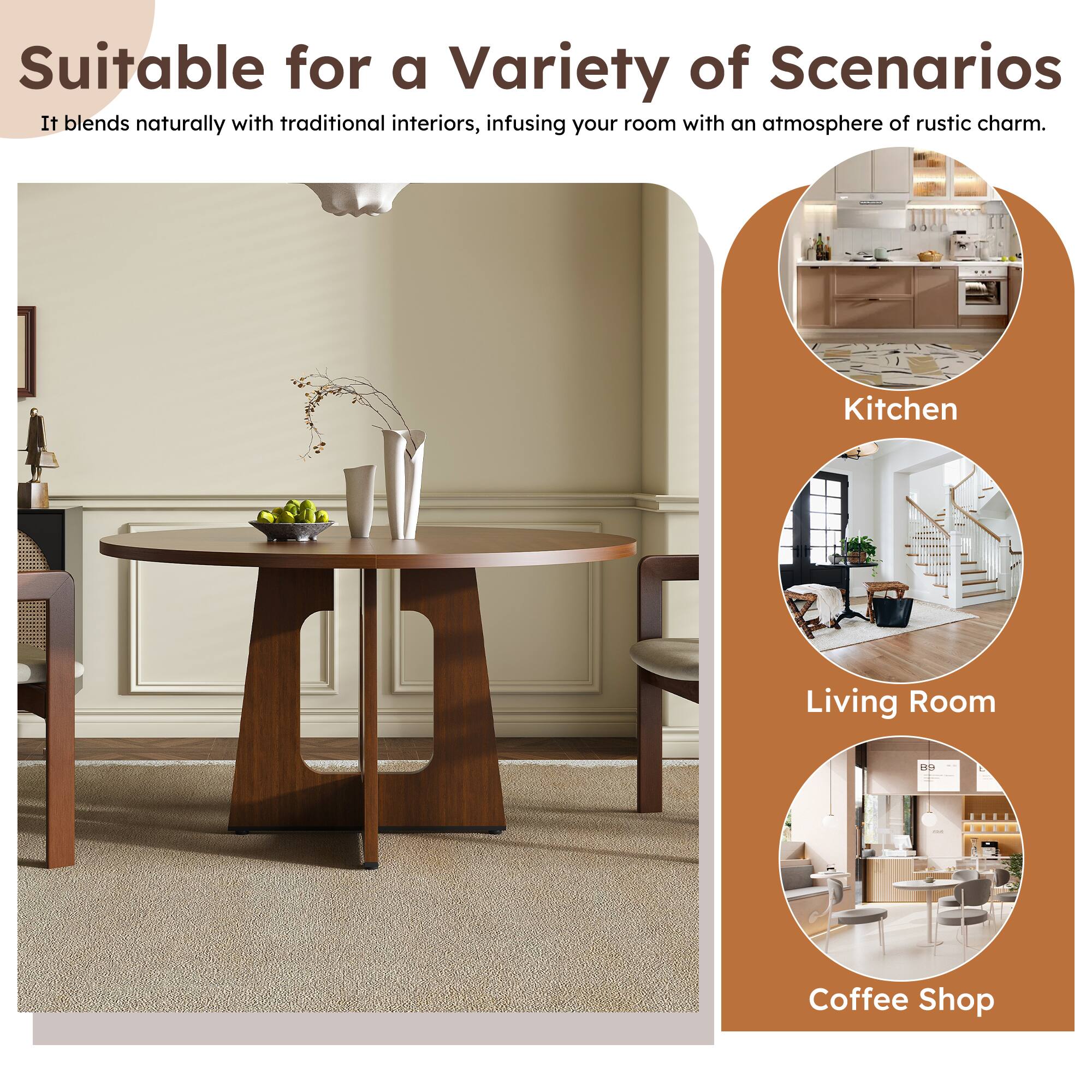 Suitable for a Variety of Scenarios

It blends naturally with traditional interiors, infusing your room with an atmosphere of rustic charm.

Kitchen

Living Room

Coffee Shop