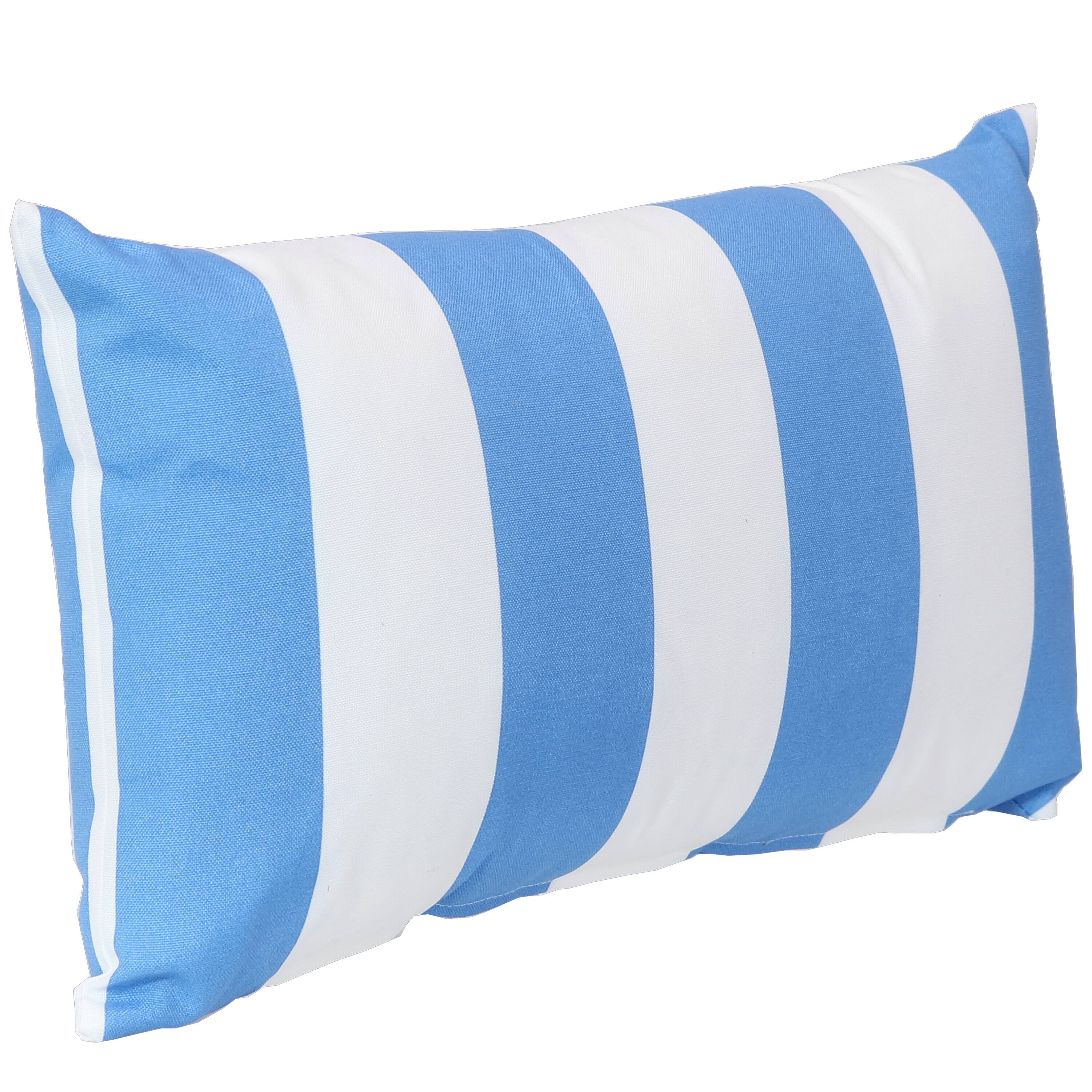 Alt View 6. Sunnydaze - Outdoor Lumbar Throw Pillow - Set of 2 - Beach-Bound Stripe.
