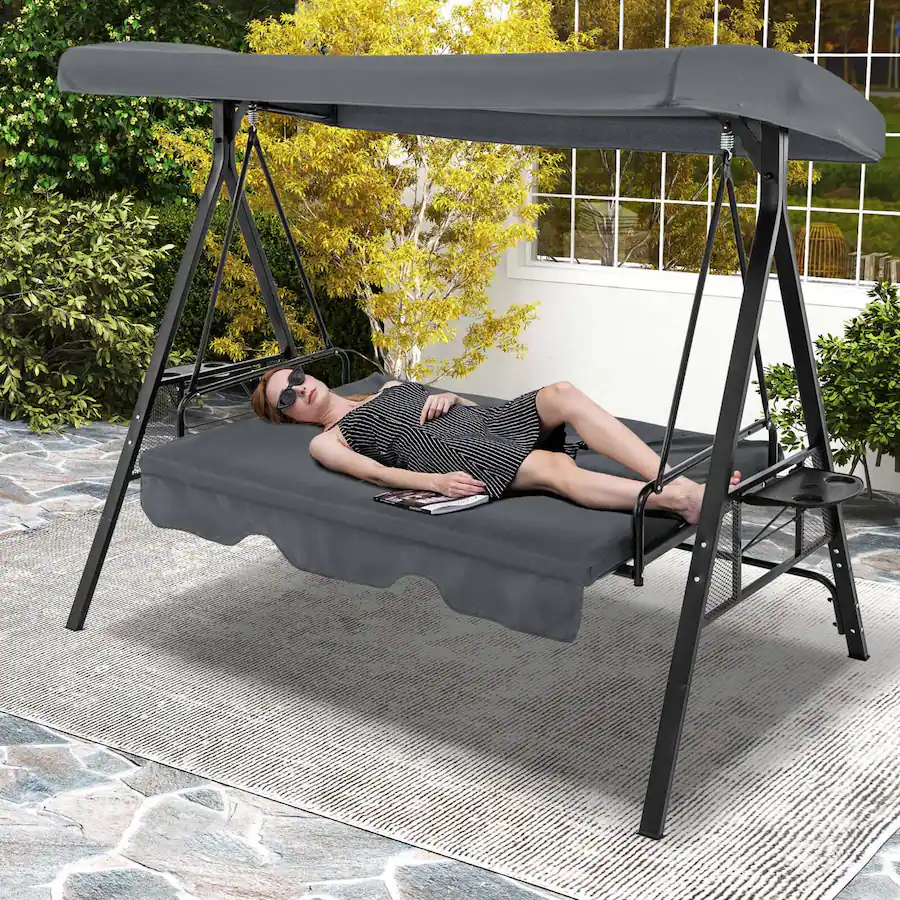 Canopy 56 Inch Porch Swing Cushion Outdoor Porch Swing With Stand