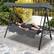Alt View 4. Costway - 3-Seat Patio Porch Swing with Adjustable Canopy Soft Seat Back Cushions Side Tables - Grey.