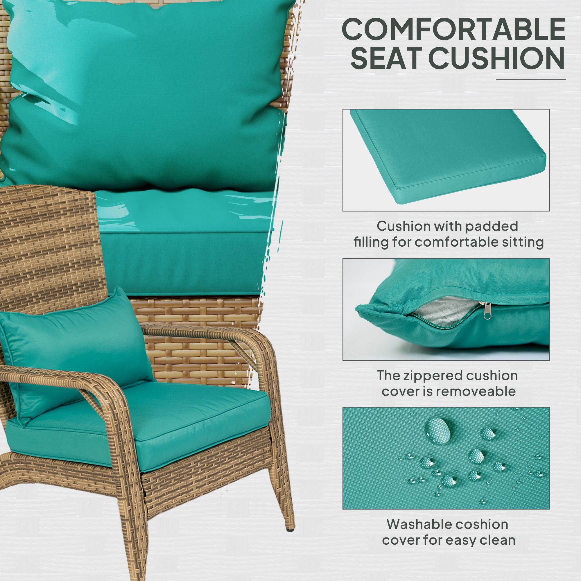 COMFORTABLE SEAT CUSHION

Cushion with padded filling for comfortable sitting

The zippered cushion cover is removable

Washable cushion cover for easy clean