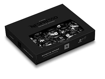 The text on the image should be grouped and corrected as follows:

- "NESPRESSO"
- "RISTRETTO INTENSO"
- "RISTRETTO INTENSO"