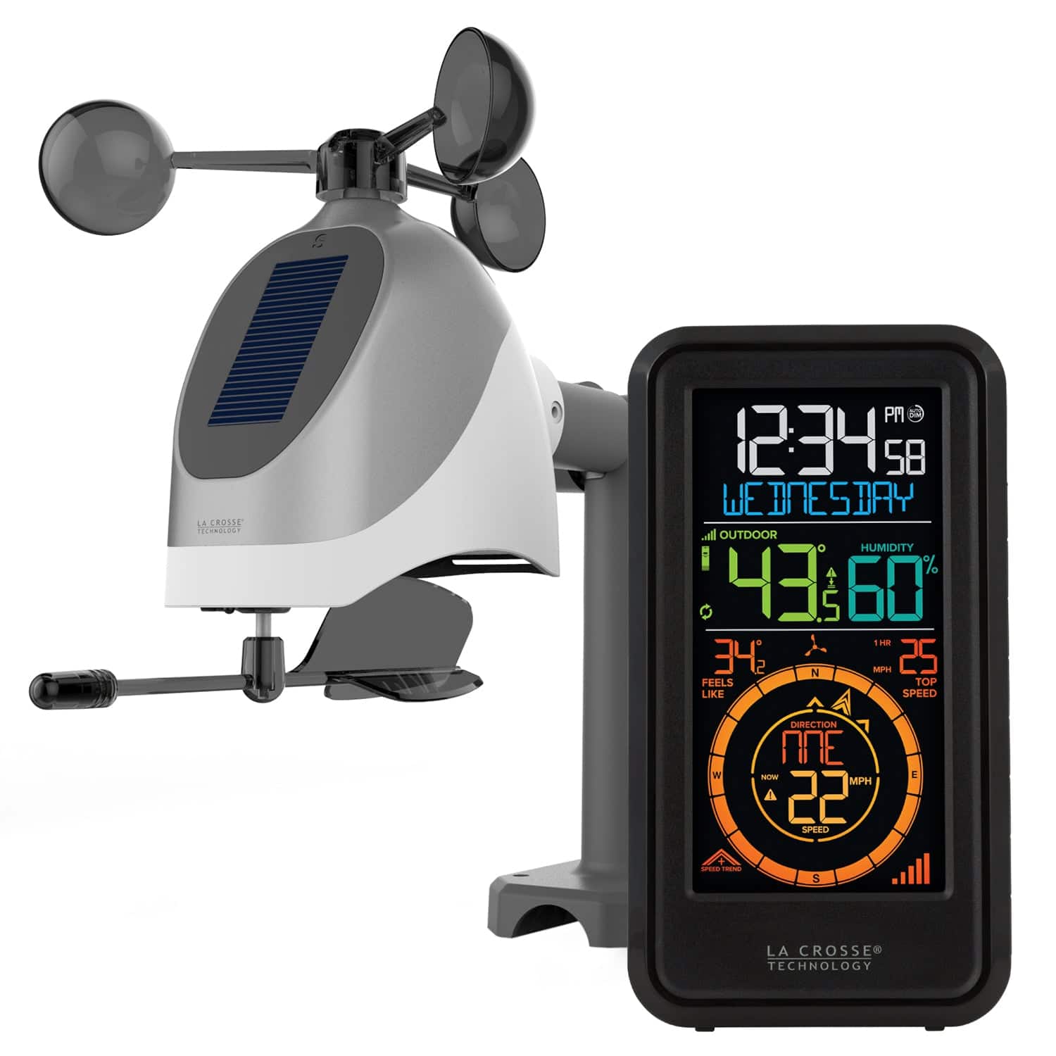 La Crosse Technology - Wireless Combo Weather Station with New Breeze Solar Wind Sensor - Black