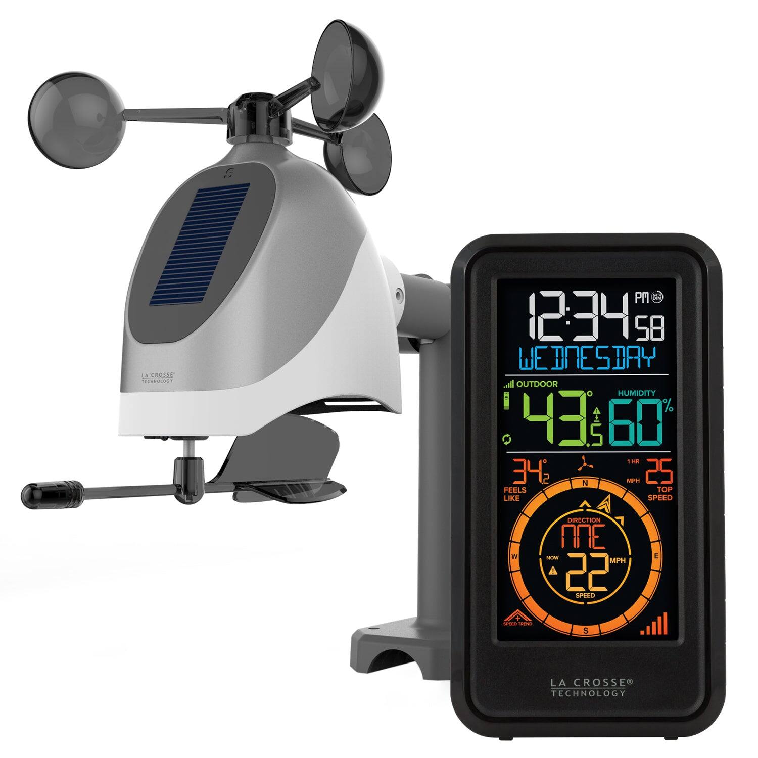 La Crosse Technology - Wireless Combo Weather Station with New Breeze Solar Wind Sensor - Black