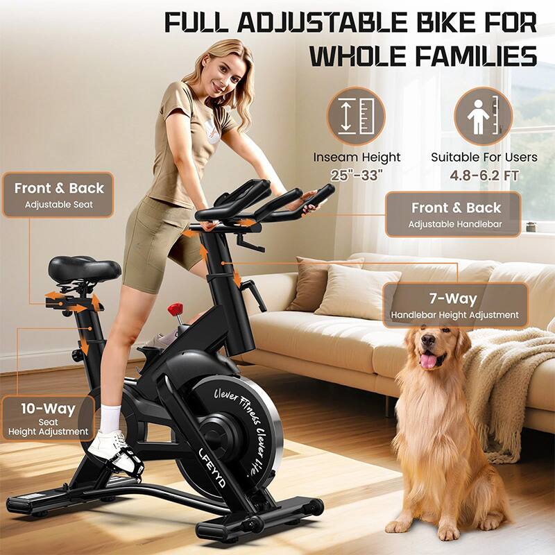FULL ADJUSTABLE BIKE FOR WHOLE FAMILIES

- Front & Back Adjustable Seat
- Inseam Height: 25"-33"
- Suitable For Users: 4.8-6.2 FT
- Front & Back Adjustable Handlebar
- 7-Way Handlebar Height Adjustment
- 10-Way Seat Height Adjustment

Clever Fitness  
LFEYYD