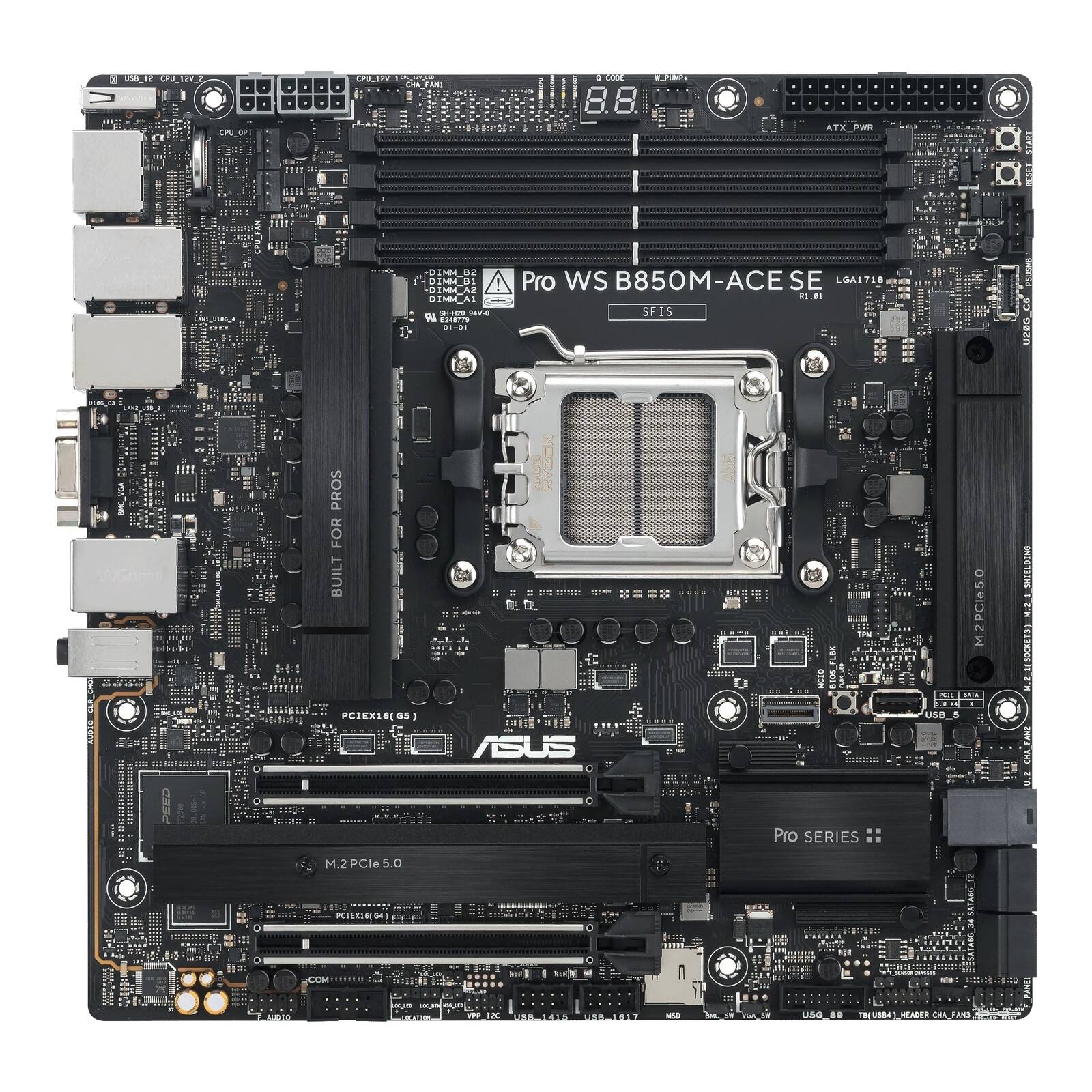 COI CROLEP .o E_YAN oE 00O0 CPU_OFT no 1000 8.8 ATX_PWR ATX PWR a NEART 010i. BIMLIE D sa DIMM_BI DIMM_AZ DIM_AI - SEV 9 CI0E71 S 1 Pro WS B850M-ACE SE LOA17I8  SFIS 11 addio U 0--000 PROS FOR BUILT  -1**mm 1IL ddg PCIEXIE(OS) EN ASUS USa 5.0 M.2PCle5.0 SHIELDING MII .2_BBCKET3] AN Pro SERIES M2PCle 5.0 IEXIO COM 1SO UNA ME ADES