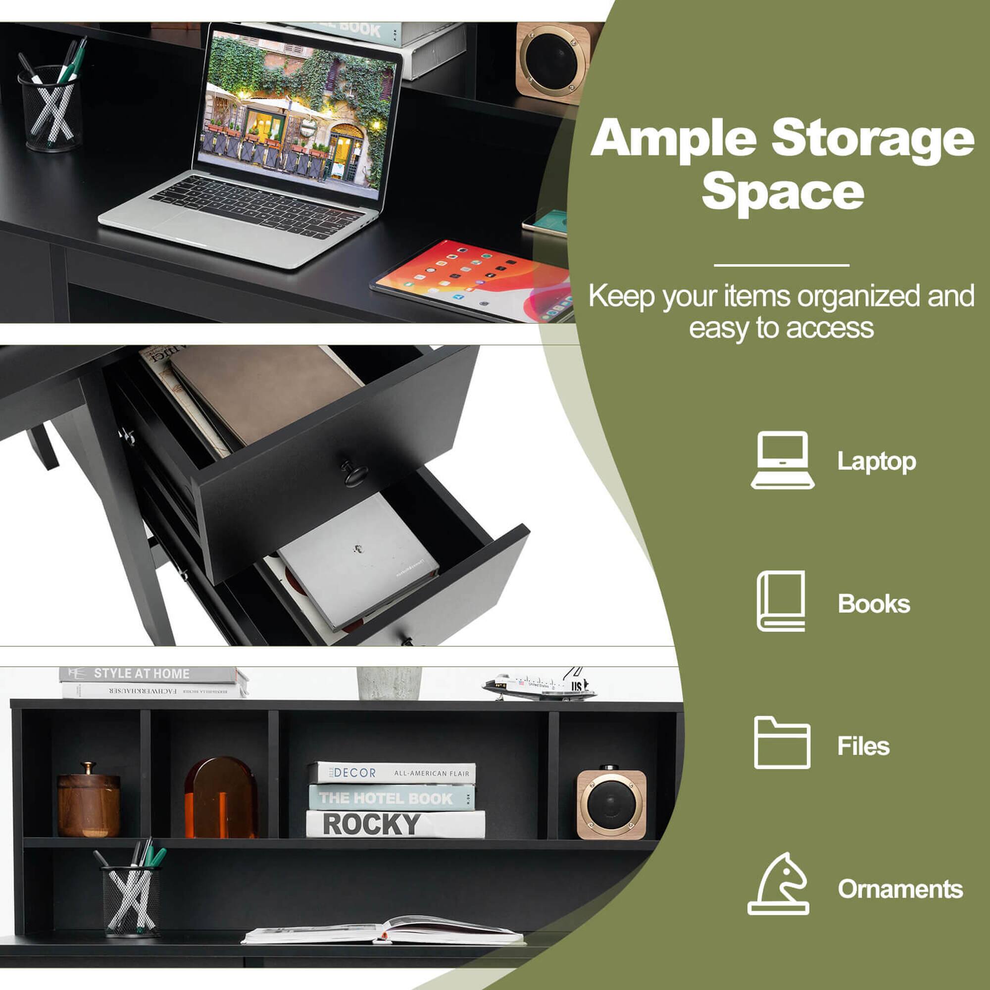 Ample Storage Space: Keep your items organized and easy to access. Laptop, Books, Style at home with American.AI Files, The Hotel Book, Rocky Ornaments.