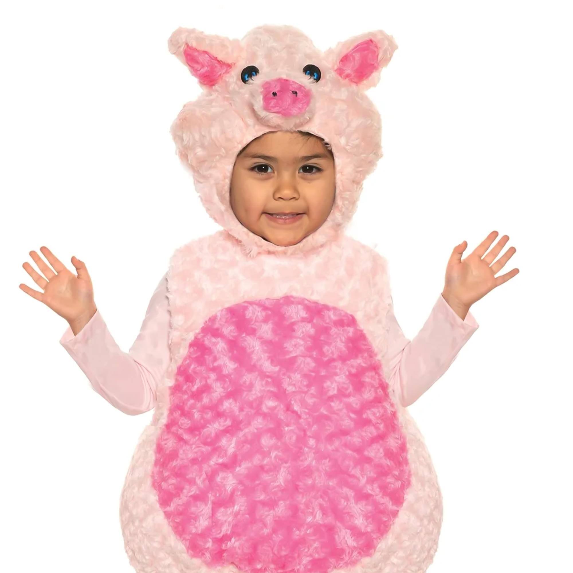 Alt View 1. Underwraps - Pink Pot Belly Pig Plush Baby Costume With Hood | Medium - Pink.