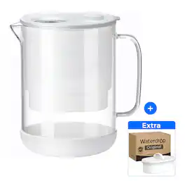 Waterdrop - PT-72W Glass Water Filter Pitcher, 7-Cup, EXTRA PF-01A Filters - White