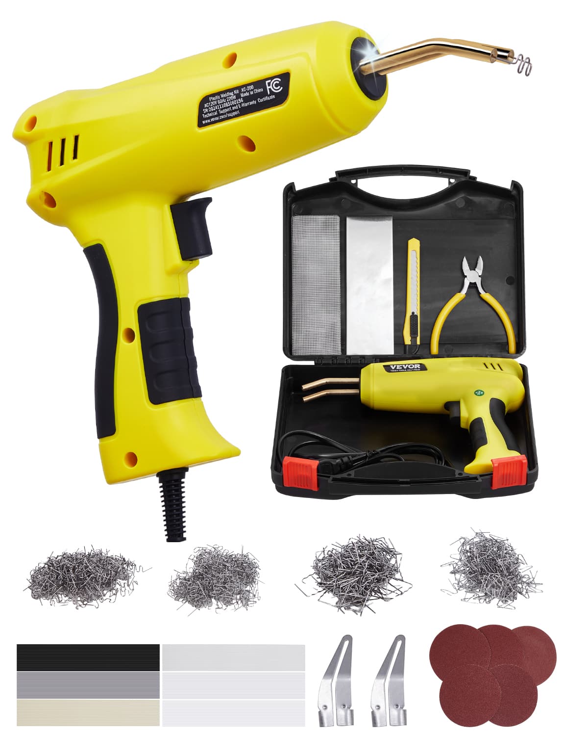VEVOR - Plastic Welding Kit, 220W Plastic Welder Gun with 800PCS Hot Staples & 56PCS Welding Rods, Professional Hot Staple - Yellow;Black price history on PriceWatchPro