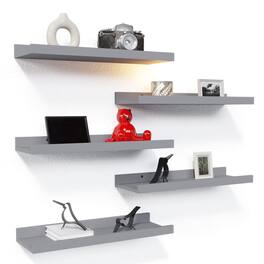 Dazzed Corner - 5 Set Floating Shelves for Wall Decor, with Lip - Gray