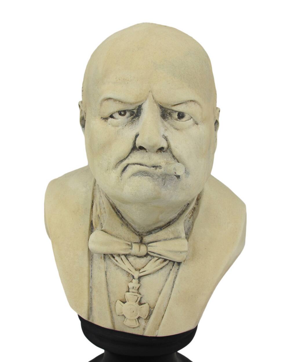 Alt View 3. Zeckos - Molded Plaster Winston Churchill with Cigar Bust Statue - Off-white.