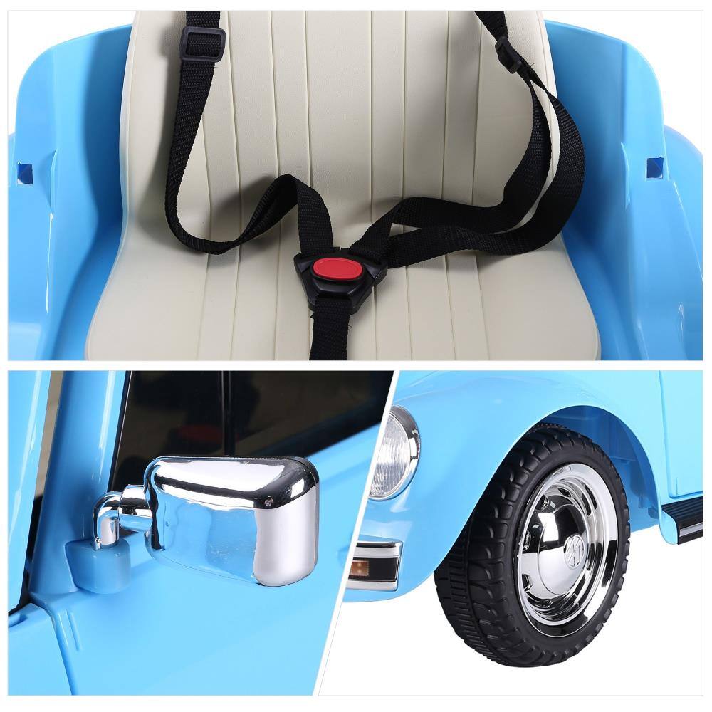 Back. BreeBe - Licensed Volkswagen Beetle 6V Kids Ride On Car, Battery Toy with Remote, Music, Lights, MP3 for Ages 3-6 - Blue.