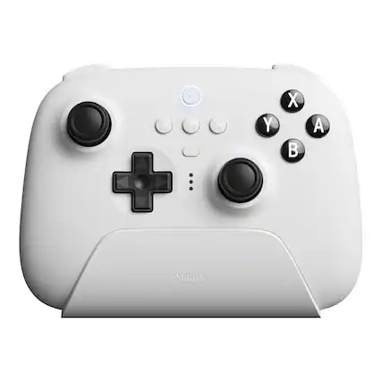 Front. 8BitDo - 8BitDo Ultimate Bluetooth Wireless Controller for Switch, PC and Steam with Travel Case - White - White.