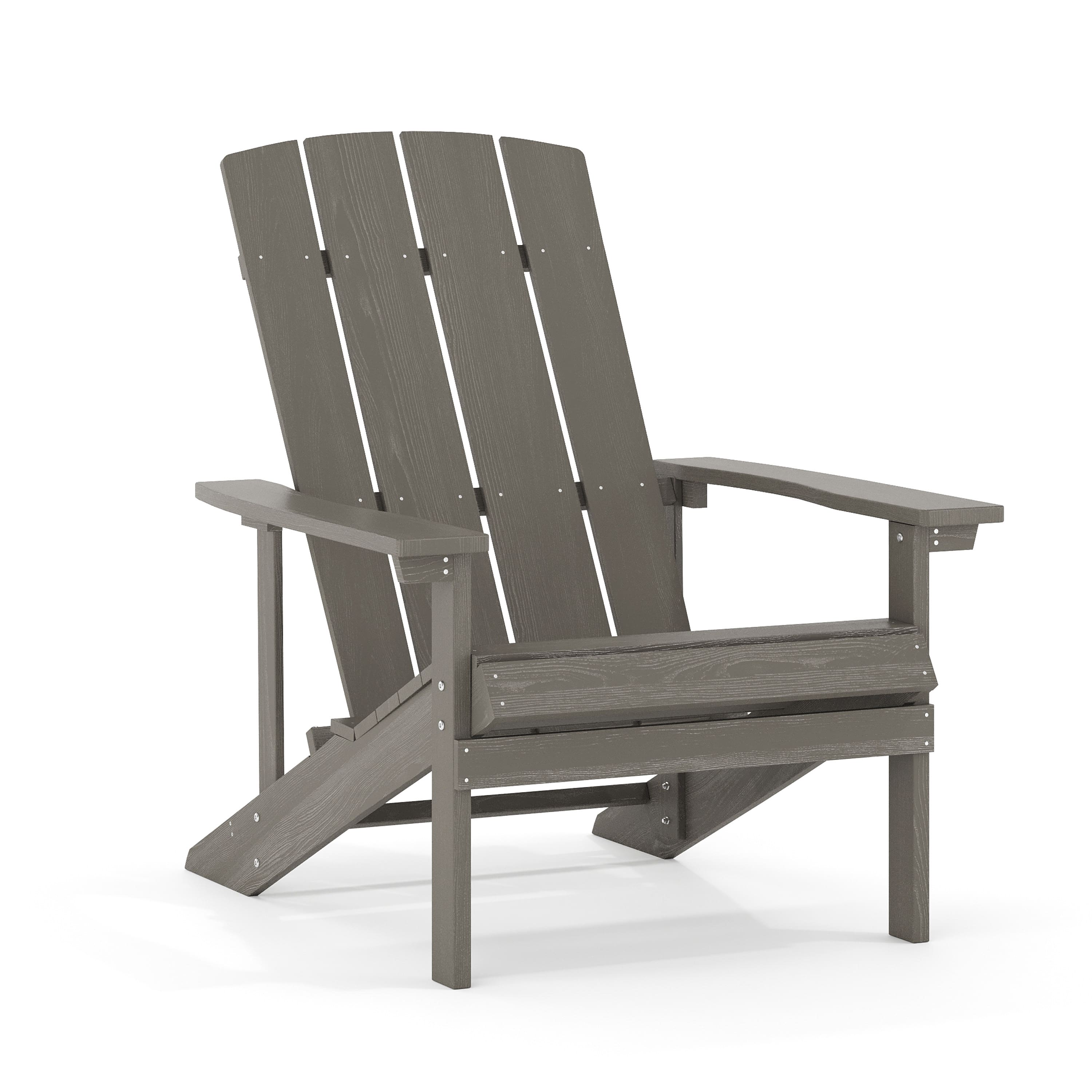 Emma + Oliver - All-Weather Poly Resin Wood Adirondack Chair - Gray