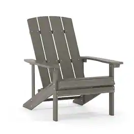 Emma + Oliver - All-Weather Poly Resin Wood Adirondack Chair - Gray