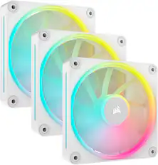 Front. CORSAIR - iCUE LINK LX120 RGB 120mm PWM Case Fans Starter Kit (3-pack) - White.