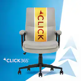 Click365 - Ergonomic Executive Office Chair with Lumbar Support Home Office Desk Chair with Adjustable Height & Padded Arms - Gray