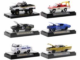 M2 - "Auto Meets" Set of 6 Cars IN DISPLAY CASES Release 64 Limited Edition to 9600 pieces Worldwide 1/64 - Multicolor