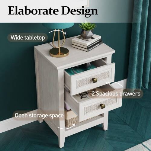 Elaborate Design

- Wide tabletop
- 2 Spacious drawers
- Open storage space
