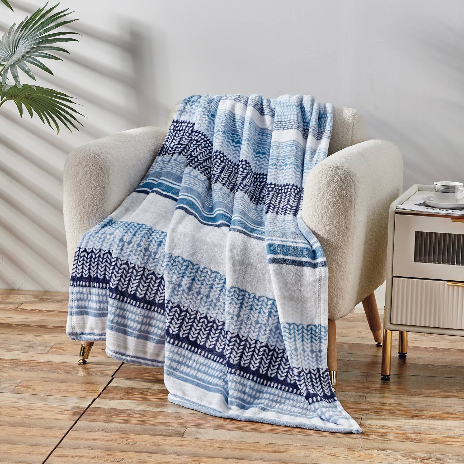 Angle. Plazatex - Plazatex Anissa Micro Plush 100% Polyester Soft Lightweight Throw Blanket 50" x 60" Blue - Blue.