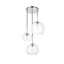 Living District - Baxter 3 Lights Chrome Pendant With Clear Glass - Chrome And Clear