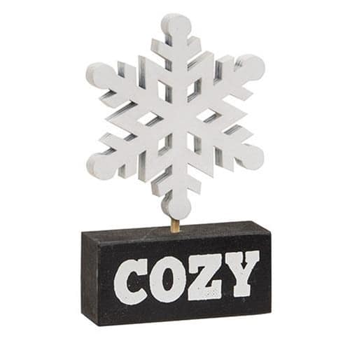 BreeBe - Wooden Snowflake on "Cozy" Base - White