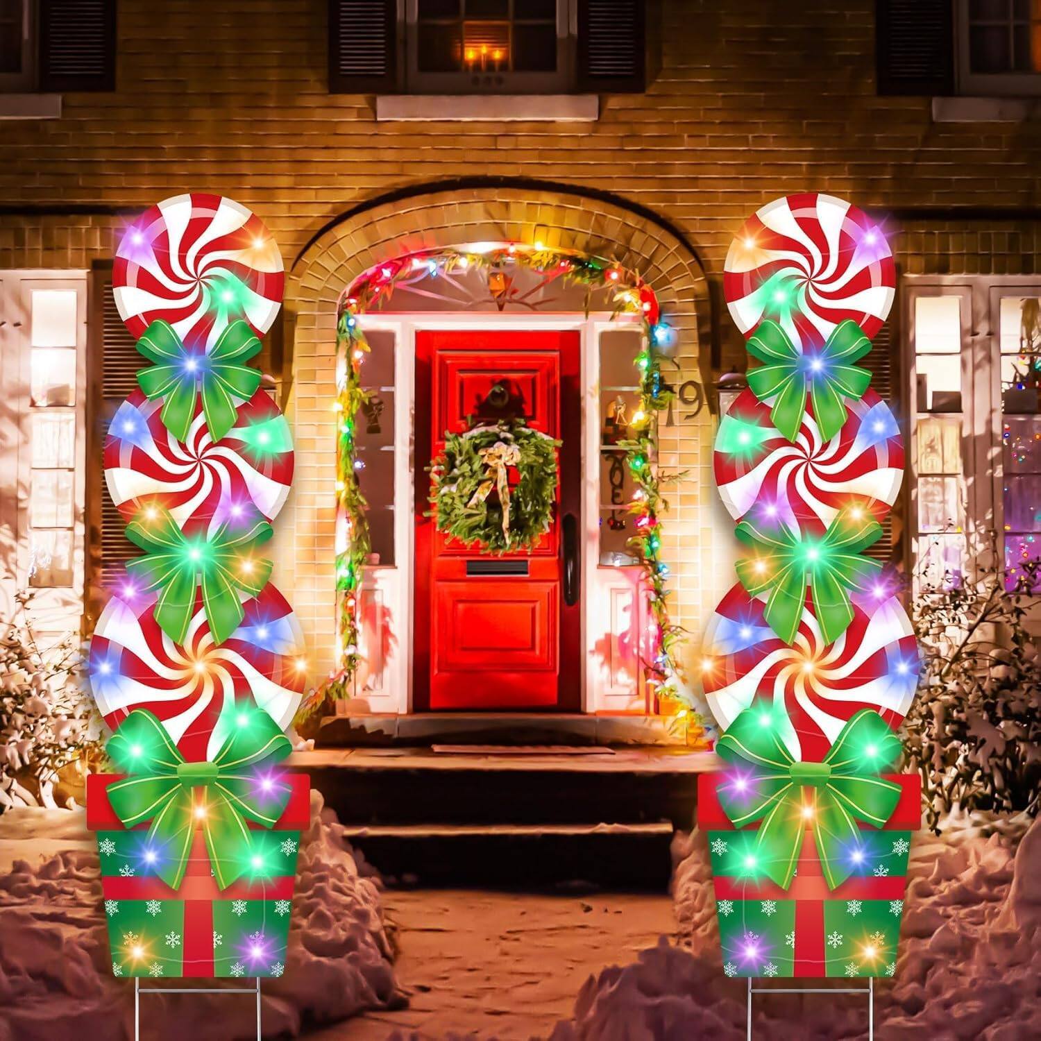 Alt View 4. NICHOLAS KLEIN - Christmas Candy Yard Stakes Decorations Outdoor With Lights 49" Xmas Signs Candyland Peppermint For Garden - Default.