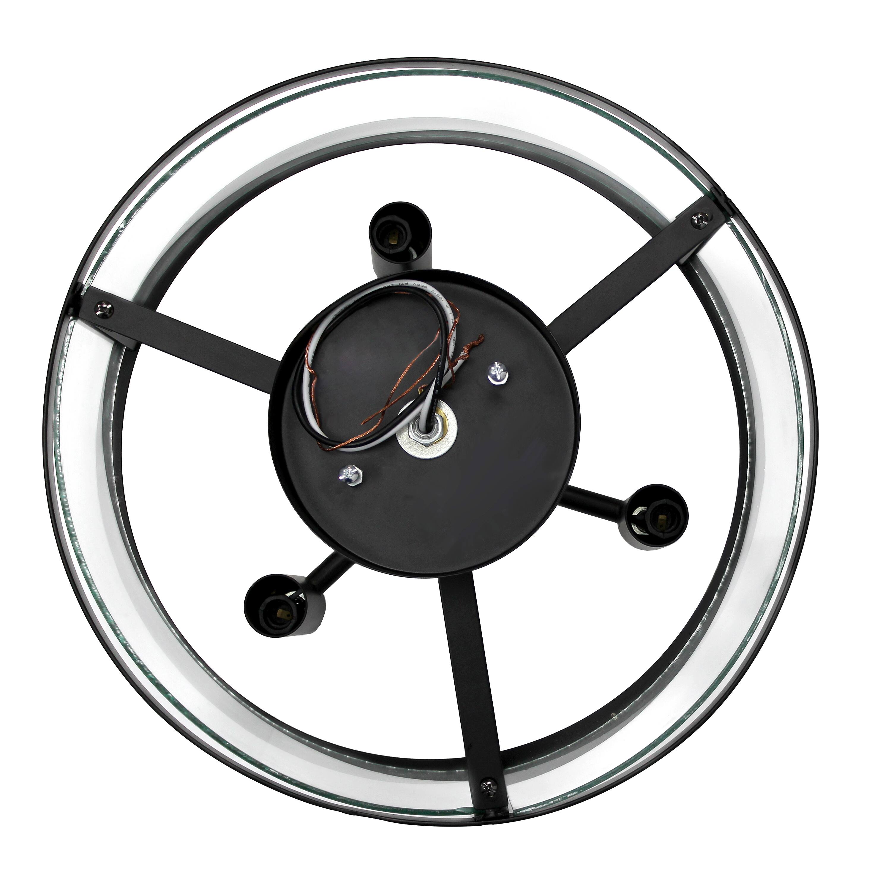 Alt View Zoom 16. Lalia Home - 3 Light Semi-flushmount Glass and Metallic Accented - Black.