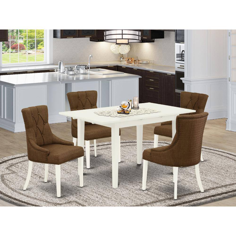 Left. East West Furniture - Dining Table- Parson Chairs - Brown.