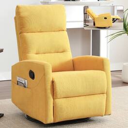 Ropilly - Manual Recliner Chair with Swivel and Rocking Base for Living Room - Yellow