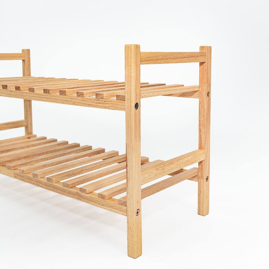 PJ Wood Stackable Wood Shoe Rack Organizer Shelf Closet Entryway ...
