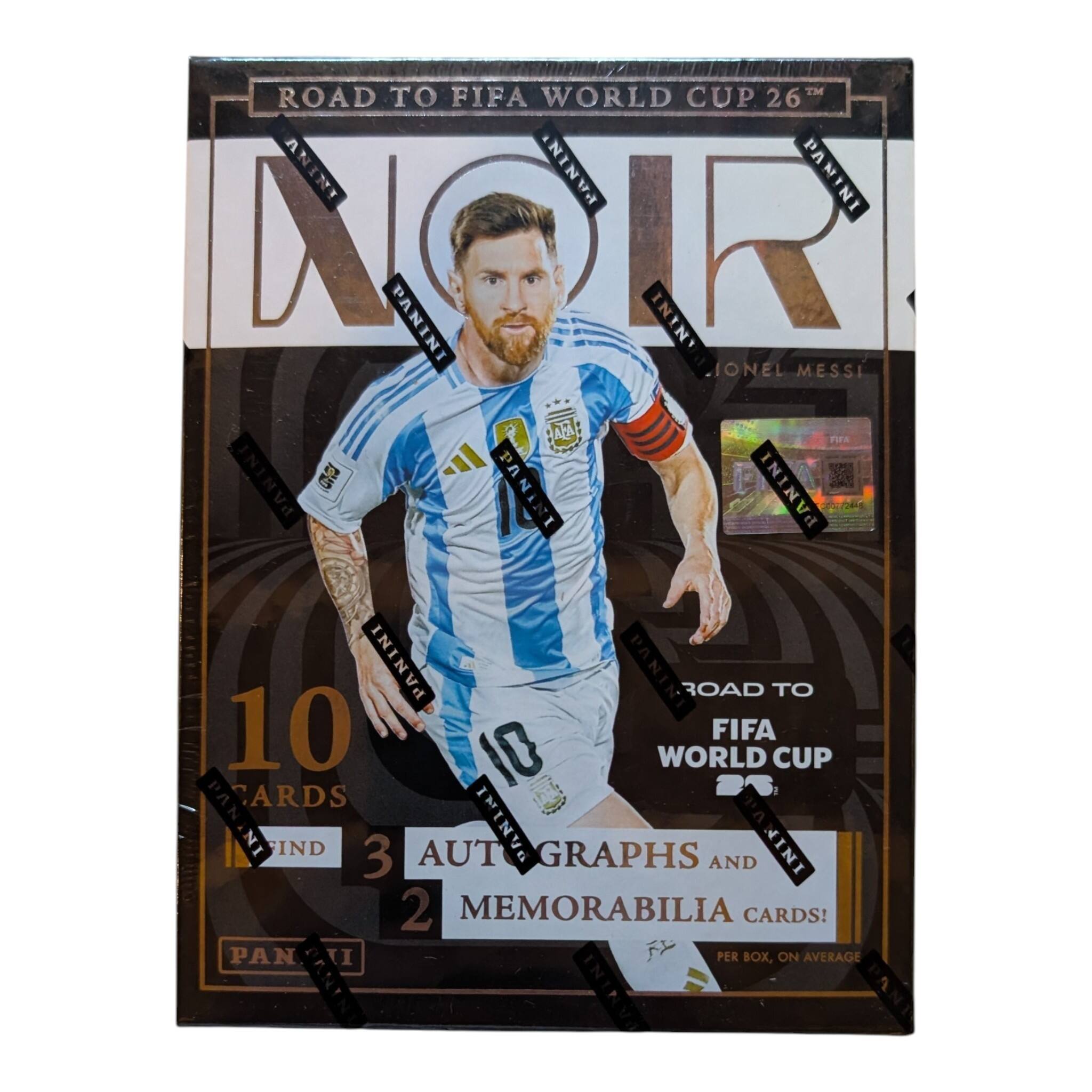 ROAD TO FIFA WORLD CUP 26™  
PANINI  
IONEL MESSI  
10 CARDS  
3 AUTOGRAPHS AND 2 MEMORABILIA CARDS!  
PER BOX, ON AVERAGE