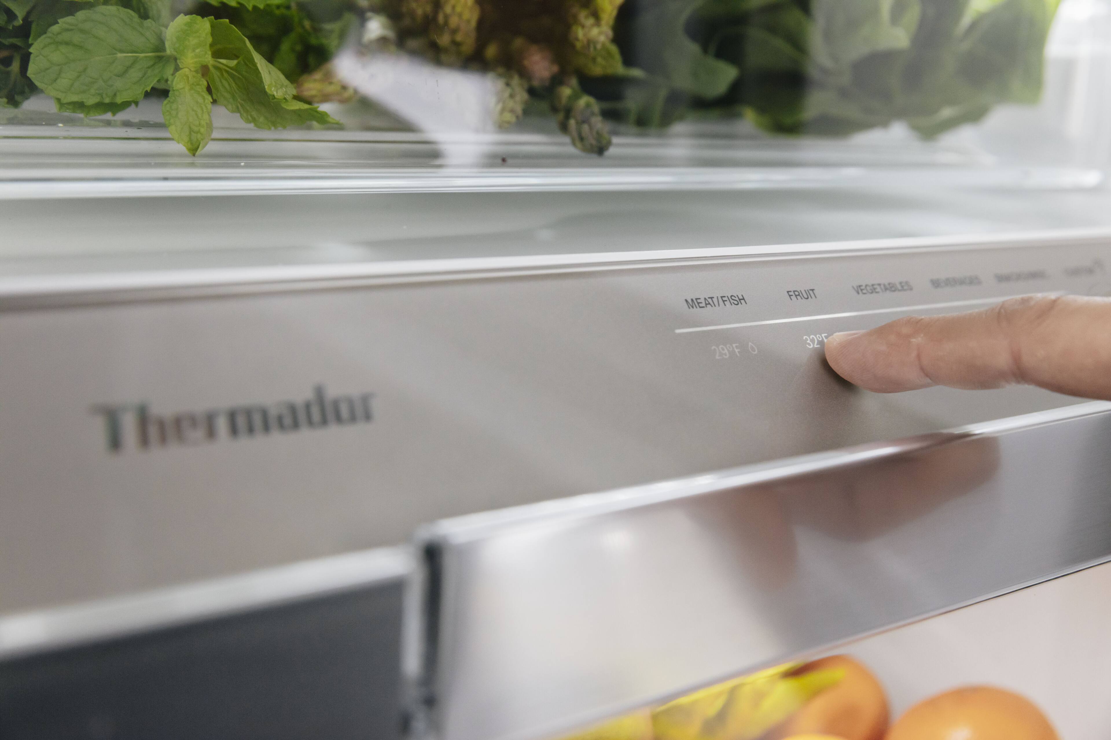 Thermador

MEAT/FISH 29°F 0
FRUIT VEGETABLES 32