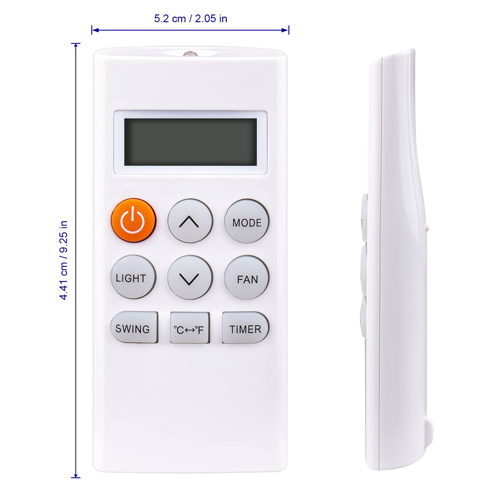 5.2 cm / 2.05 in

4.41 cm / 9.25 in

LIGHT MODE FAN SWING COF TIMER